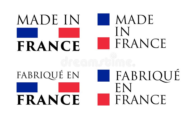 Simple fait dans les Frances et le label français de traduction Texte avec illustration de vecteur Simple fait dans les Frances et le label français de traduction Texte avec illustration de vecteur