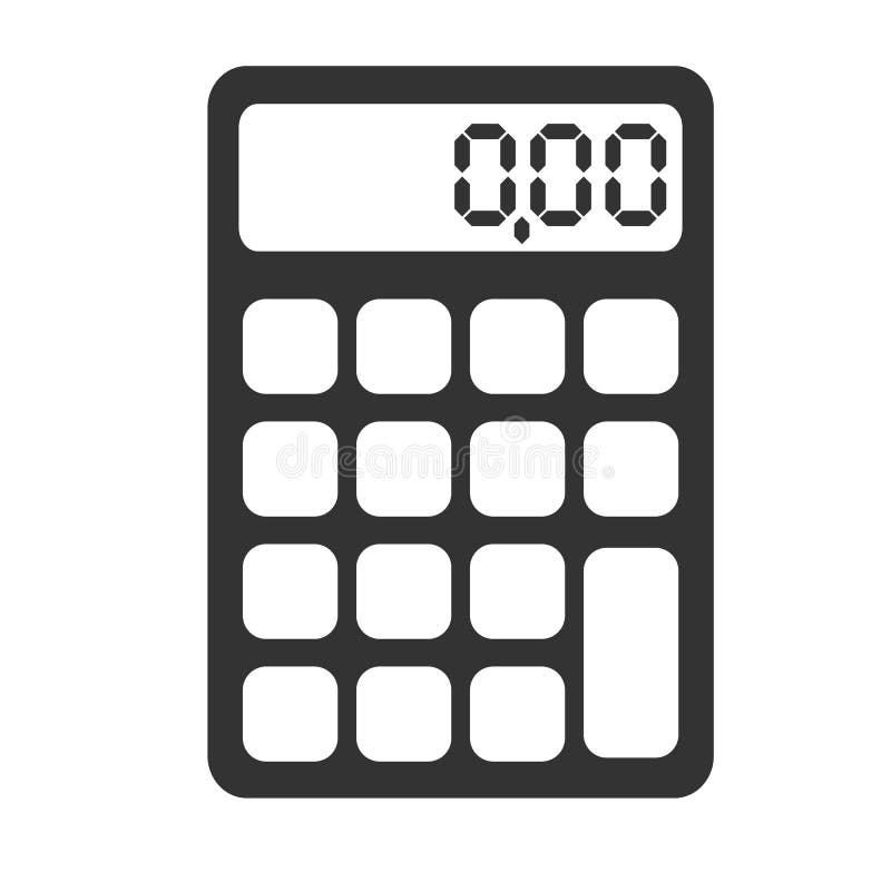 Simple Flat Black and White Pocket Calculator Icon Stock Vector