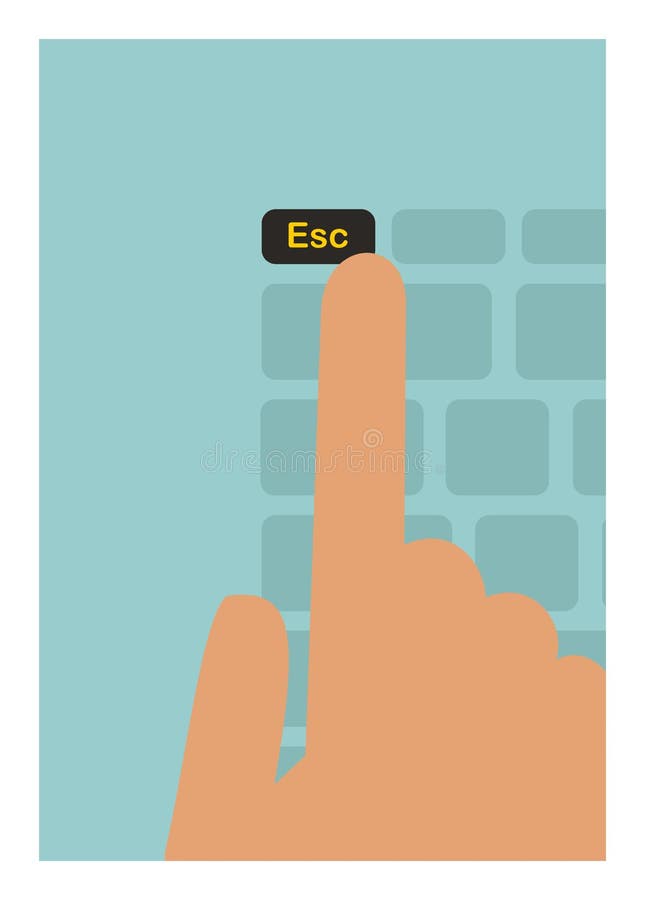 Hand pushing escape button. Simple flat illustration. vector illustration