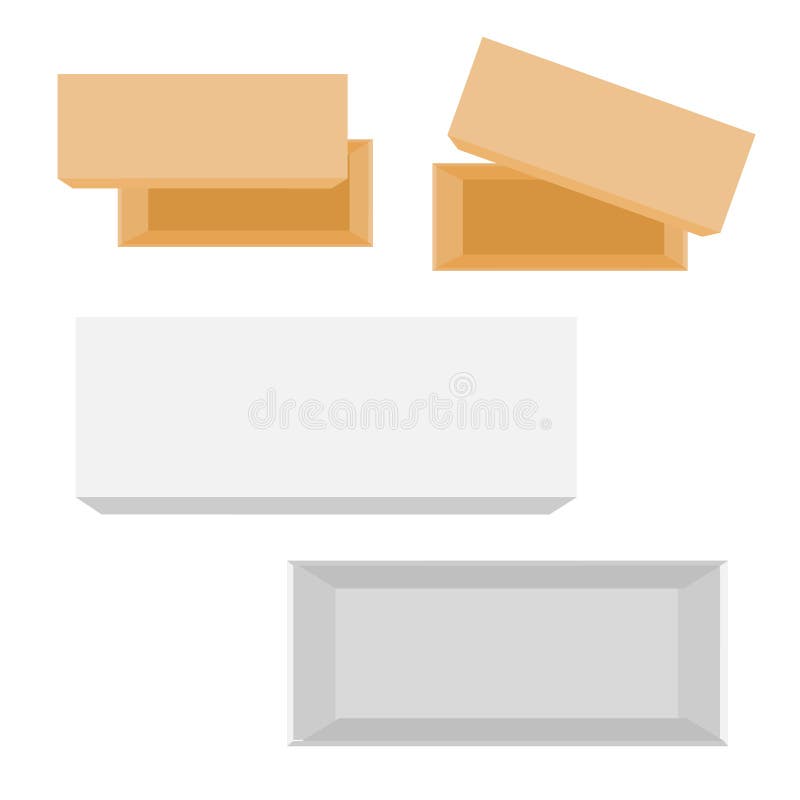 3 Simple Vector, Mockup Brown and White Shoe Box stock illustration