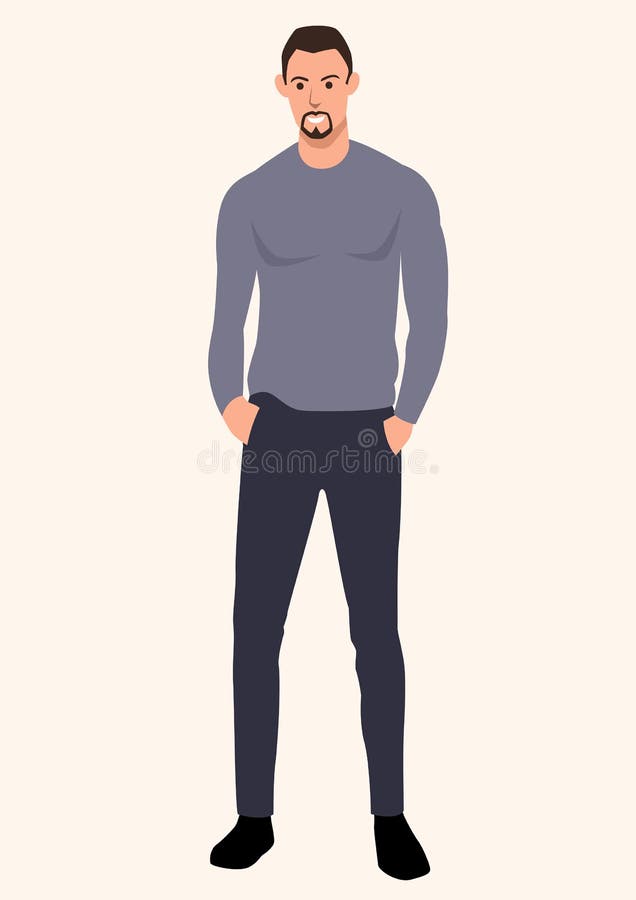 Skinny Tall Guy Wearing Sweater Stock Vector - Illustration of jumper,  handsome: 195674313