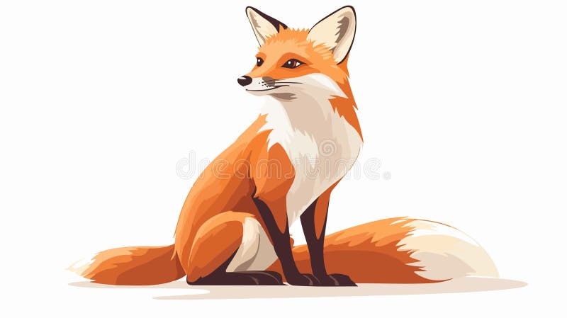 Simple Flat Vector of a Sitting Fox, on White Stock Vector