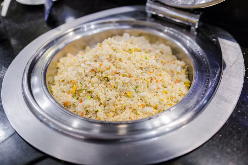 Simple Fried Rice with Egg in the Buffet Restaurant Stock Photo Image