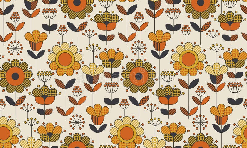 Simple geometric floral seamless pattern.