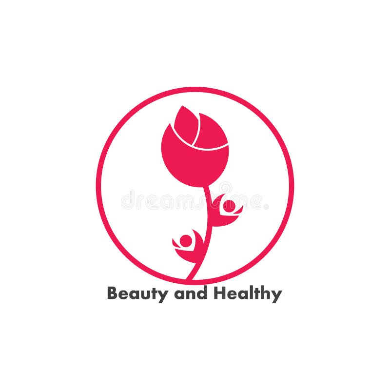 Simple geometric red rose leaf beauty symbol logo vector