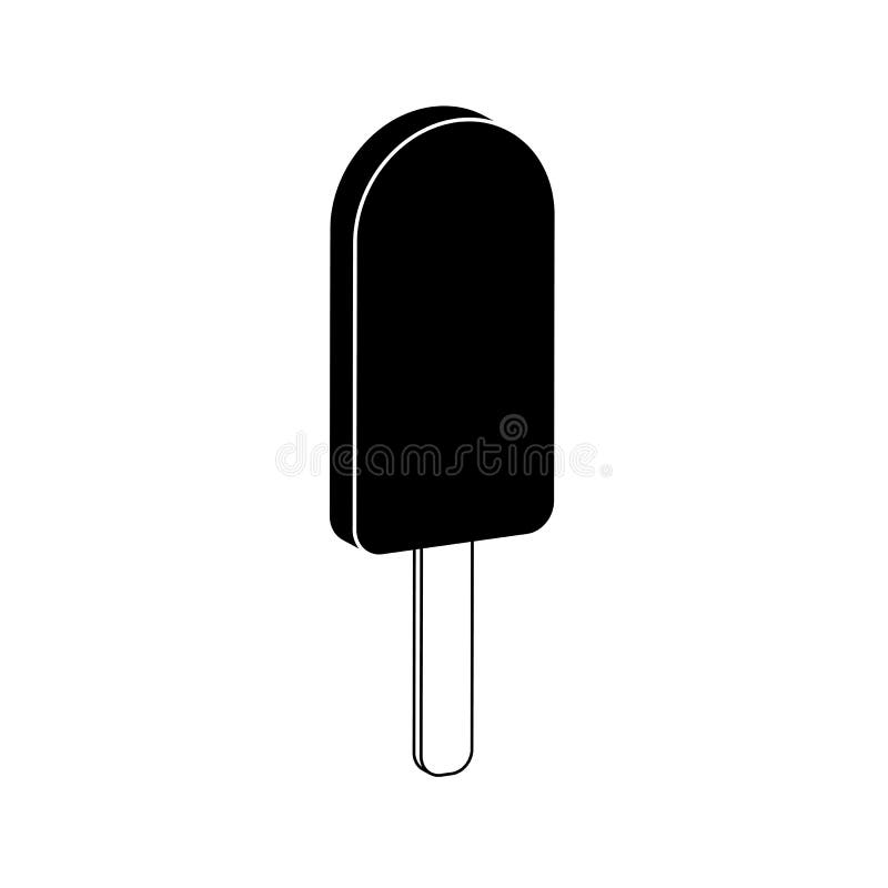Simple graphic black flat ice cream icon on a stick isolated; EPS 10 stock illustration