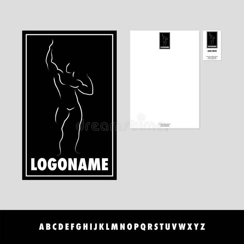 Simple graphic of body builder stock illustration