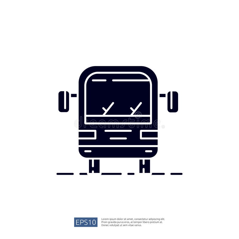 A simple graphic illustration of a bus, emphasizing its front view with clear lines and minimalistic design royalty free illustration