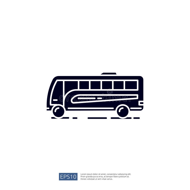 A simple graphic illustration of a bus, showcasing its side profile with windows and wheels, representing public transportation vector illustration