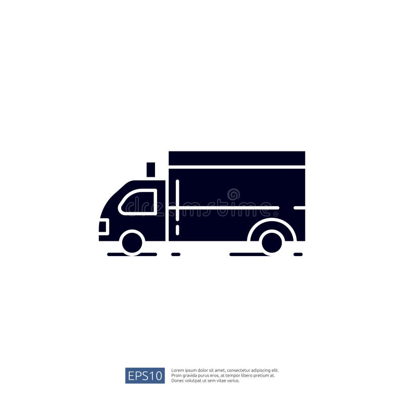 A simple graphic representation of a delivery truck, often used in logistics and transportation contexts stock illustration
