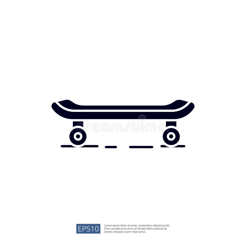 A simple graphic representation of a skateboard, showcasing its basic shape and wheels, suitable for design or recreational themes royalty free illustration