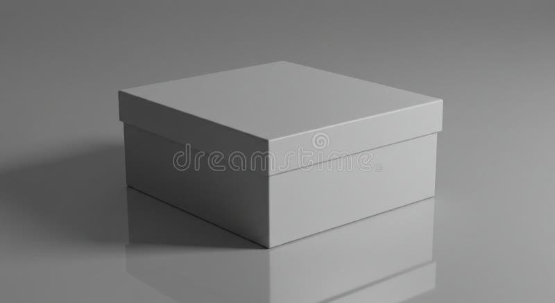 A simple gray box with a lid, featuring clean, sharp edges and a rectangular shape. Th stock illustration