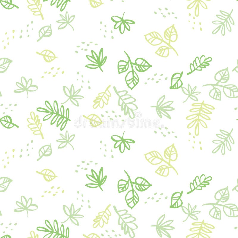 Simple Green Leaves Seamless Pattern. Stock Vector - Illustration of motif,  cute: 123445966
