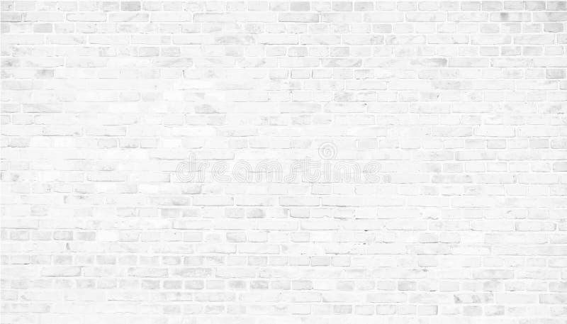 Simple grungy white brick wall with light gray shades seamless pattern surface texture background in wide panorama banner vector