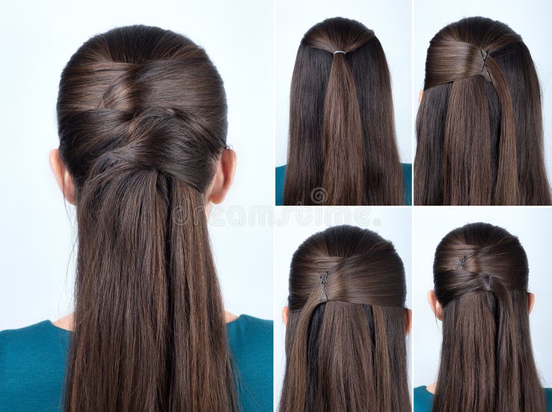 Simple hairstyle tutorial stock image. Image of updo - 79359531 Simple hairstyle tutorial stock image. Image of updo - 79359531