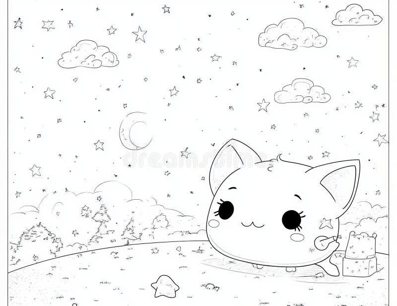 Simple Halloween Bat Coloring Page for Children Stock Illustration