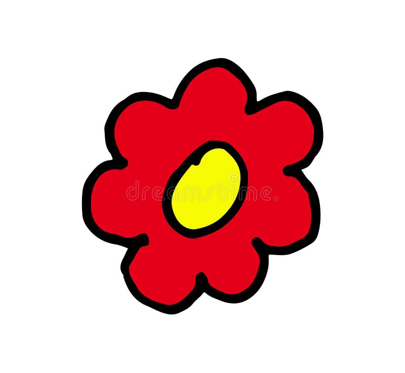 Simple Hand Drawing Cartoon Doodle Vector of a Flower Stock