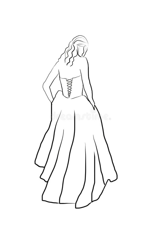 Fashion Hand Drawn Illustration. Long Dress. Bride Stock Vector ...