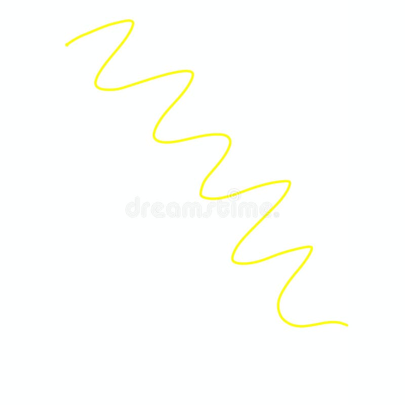 A simple, hand-drawn or digitally rendered wavy line in a bright yellow color royalty free illustration