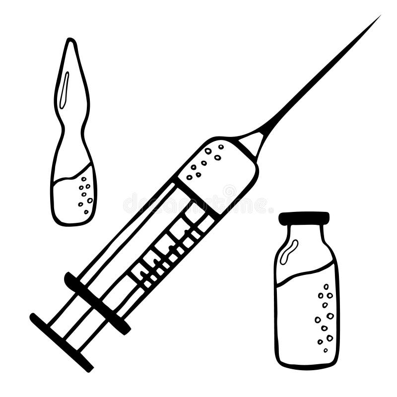Set with syringe and vial stock vector. Illustration of pharmaceutical