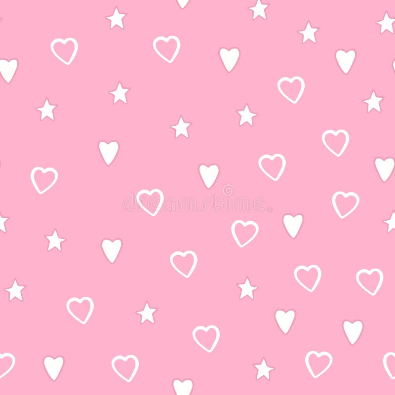 Simple Hearts Shapes Seamless Pattern on Pink Background. Valentines Day  Wallpaper Stock Illustration - Illustration of hand, childish: 178623314