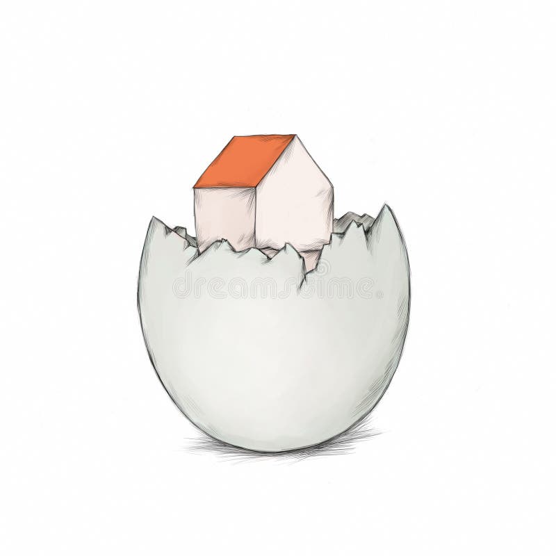 Simple house in an egg stock illustration. Illustration of festival