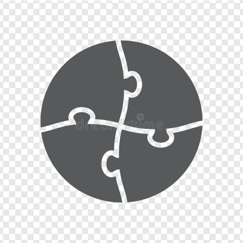 Simple icon circle puzzle in gray. Simple icon circle puzzle of the four elements on transparent background. royalty free illustration