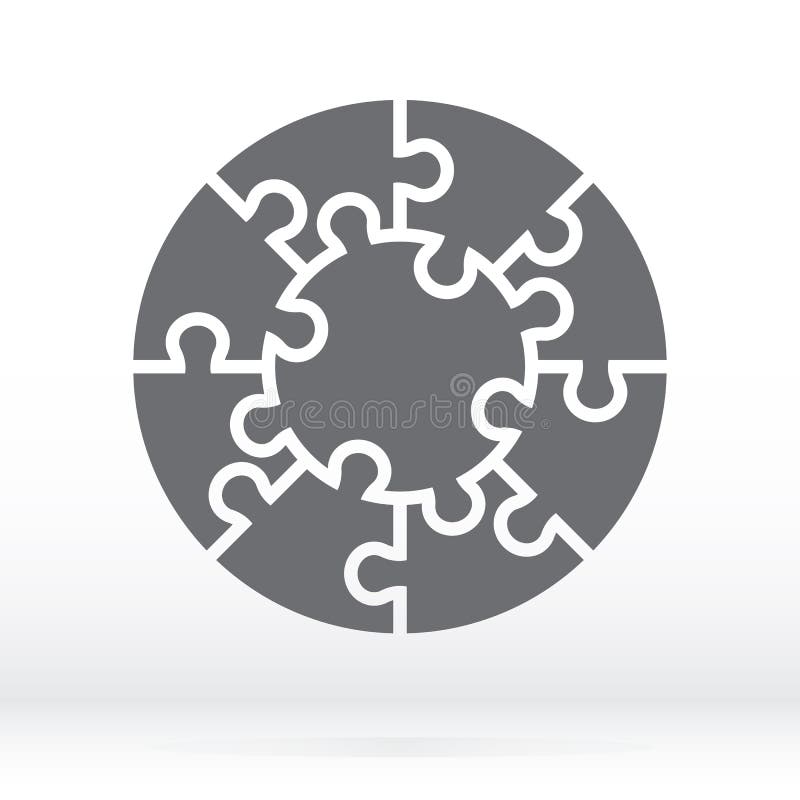 Simple icon circle puzzle in gray. Simple icon circle puzzle of the nine elements. stock illustration