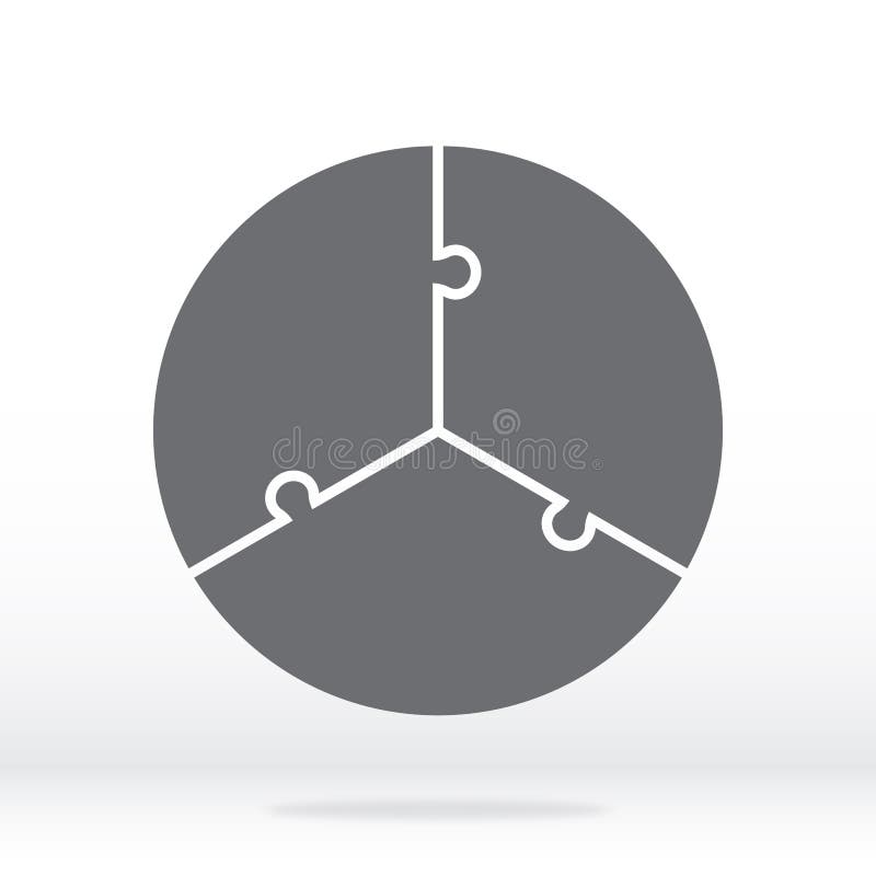 Simple icon circle puzzle in gray. Simple icon circle puzzle of the three elements. Flat design. royalty free illustration