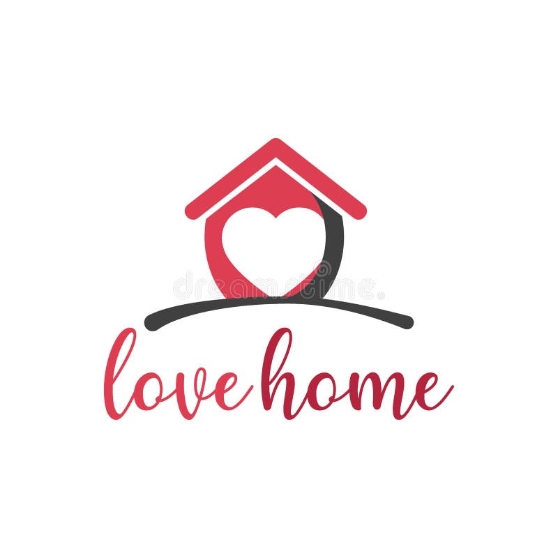 Simple Icon of House with Heart Shape within. House Line Art Shape ...