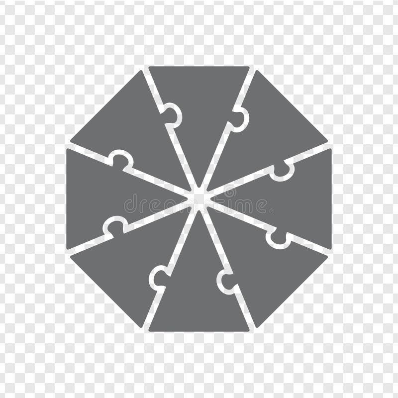 Simple icon octagon puzzle in gray. Simple icon octagon puzzle of the eight elements. Flat design. royalty free illustration