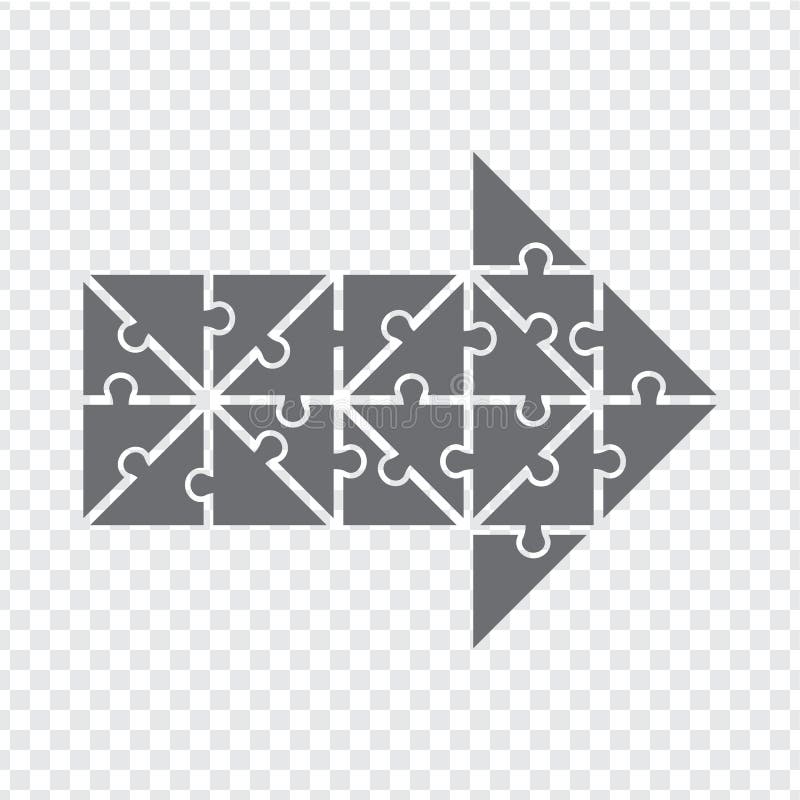 Simple icon polygonal puzzle in gray. Simple icon polygonal puzzle of twenty elements on transparent background. Arrow stock illustration