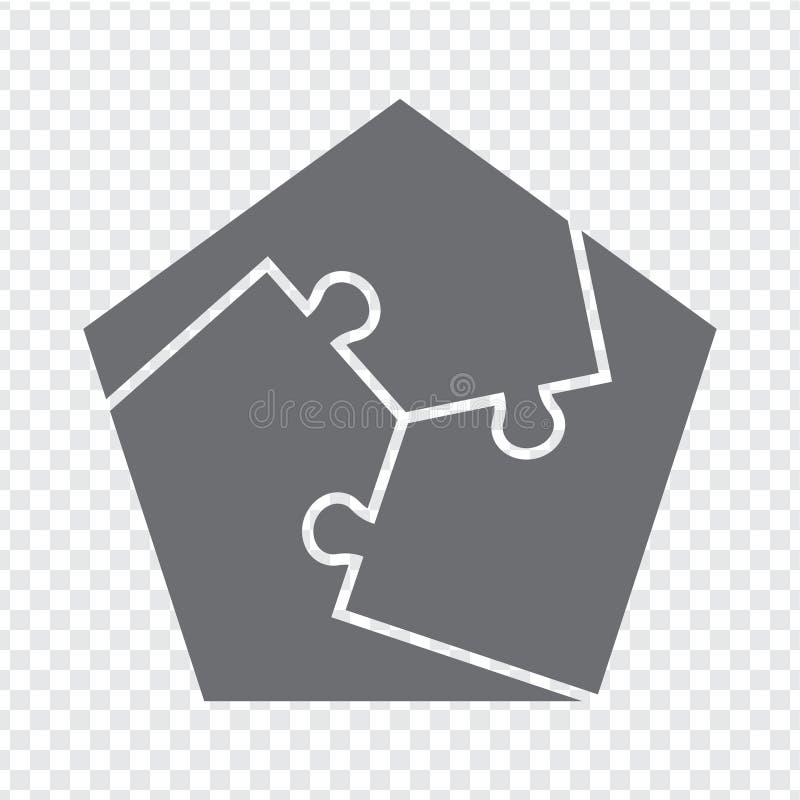 Simple icon puzzle in gray. Simple icon pentagon puzzle of the three elements on transparent background royalty free illustration