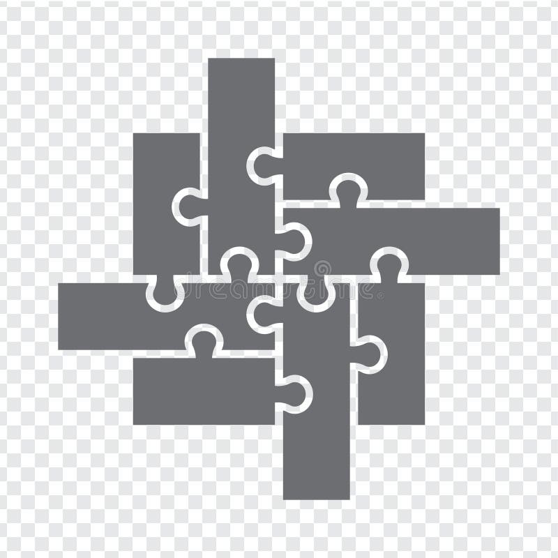 Simple icon puzzle polygonal in gray. Simple icon puzzle of the eight elements on transparent background vector illustration