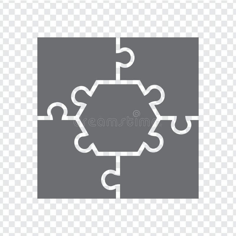 Simple icon puzzles in gray. Simple icon puzzle of the five elements on transparent background vector illustration.