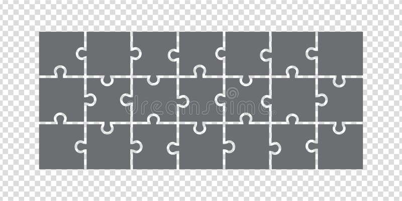 Simple icon puzzles in gray. Simple icon puzzle of the twenty one elements on transparent background