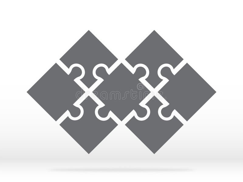 Simple icon puzzles in grey. Simple icon puzzle of the seven elements with shadow vector illustration