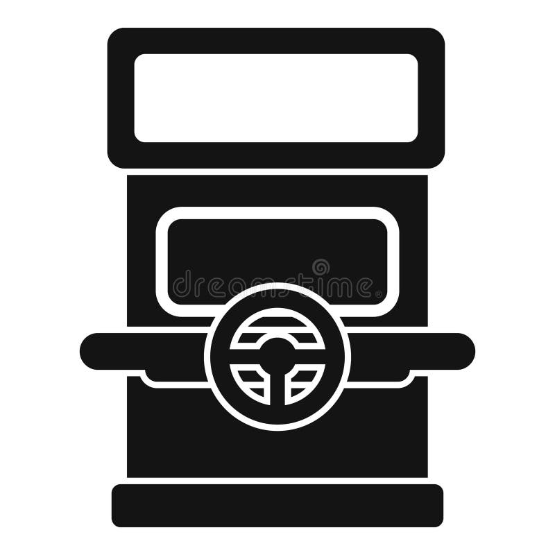 Retro arcade game machine with steering wheel icon stock illustration