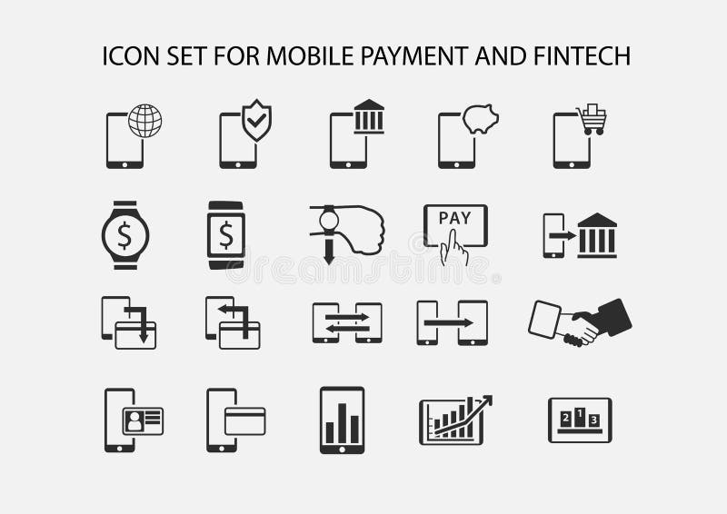 Simple icon set for mobile payment and electronic payment. royalty free illustration