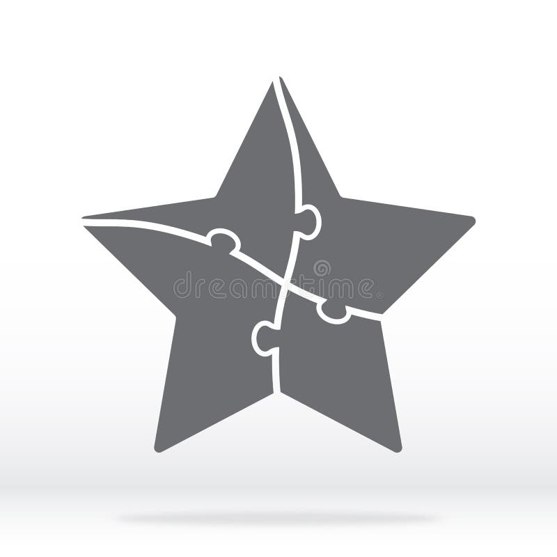 Simple icon star puzzle in gray. Simple icon star puzzle of the four elements. Flat design. vector illustration