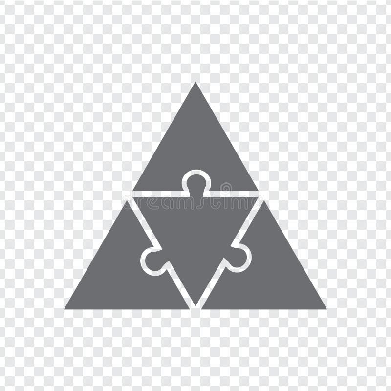 Simple icon triangle puzzles in gray. Simple icon puzzle of the four pieces on transparent background. stock illustration