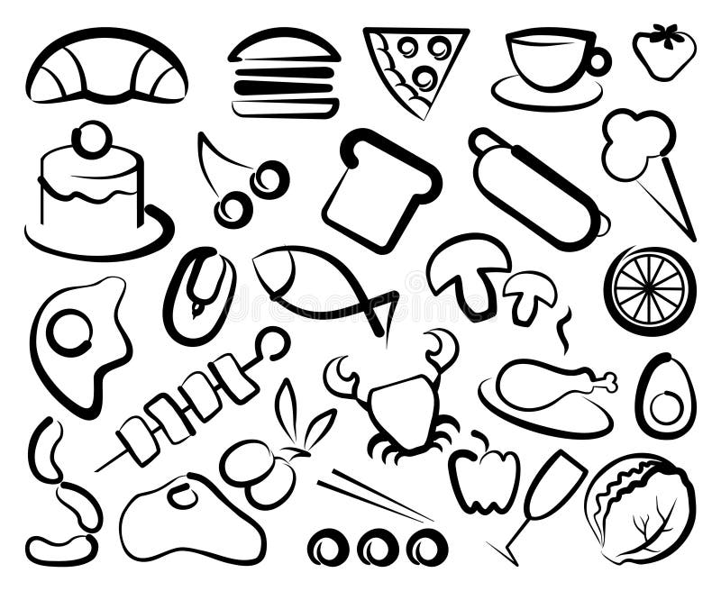 Simple icons of food