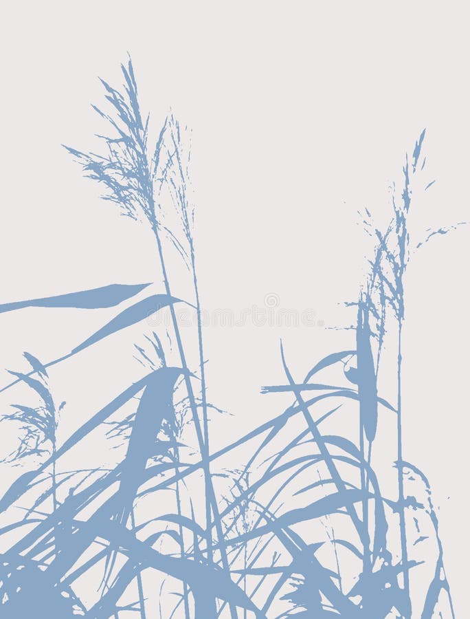 Simple Illustration with Silhouette of Water Grass.