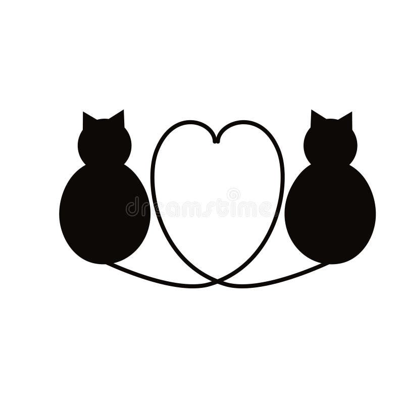 Two cats sitting on fence with tails in shape of heart PNG, SVG