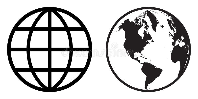 black and white globe clip art