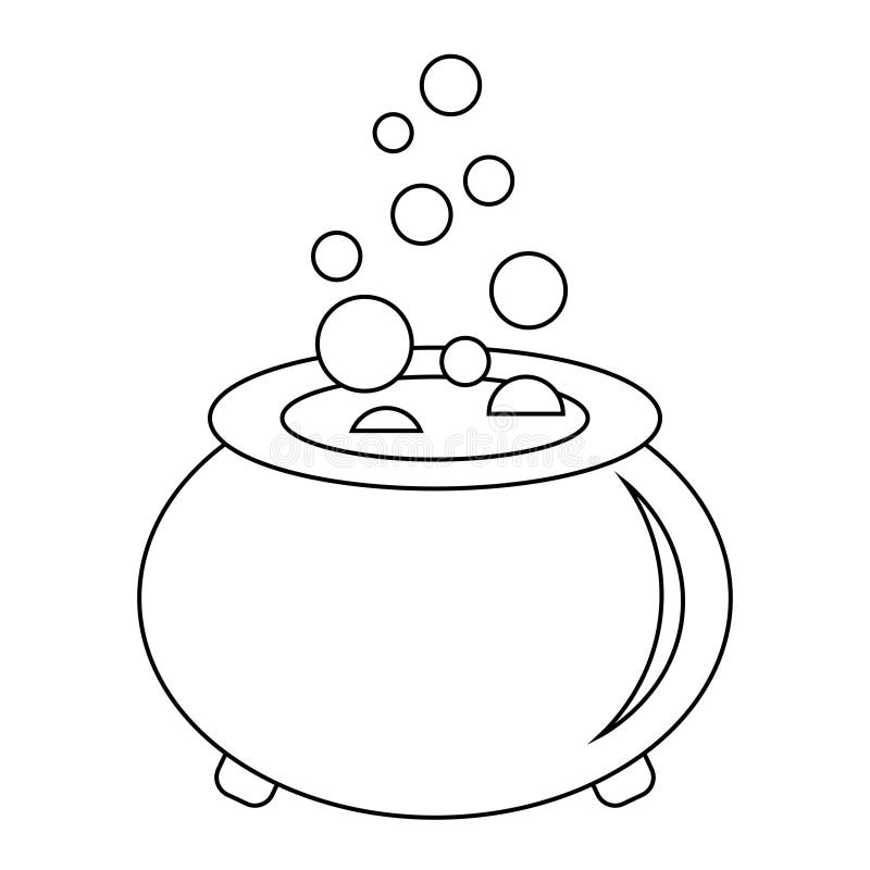 Simple Illustration of Witches Cauldron with Boiling Magic Potion Stock ...