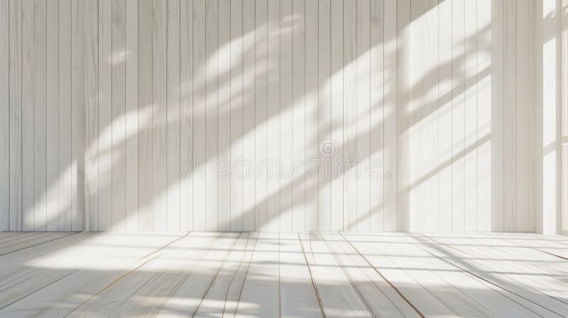 A simple interior scene featuring a white room with a wooden floor royalty free stock photo