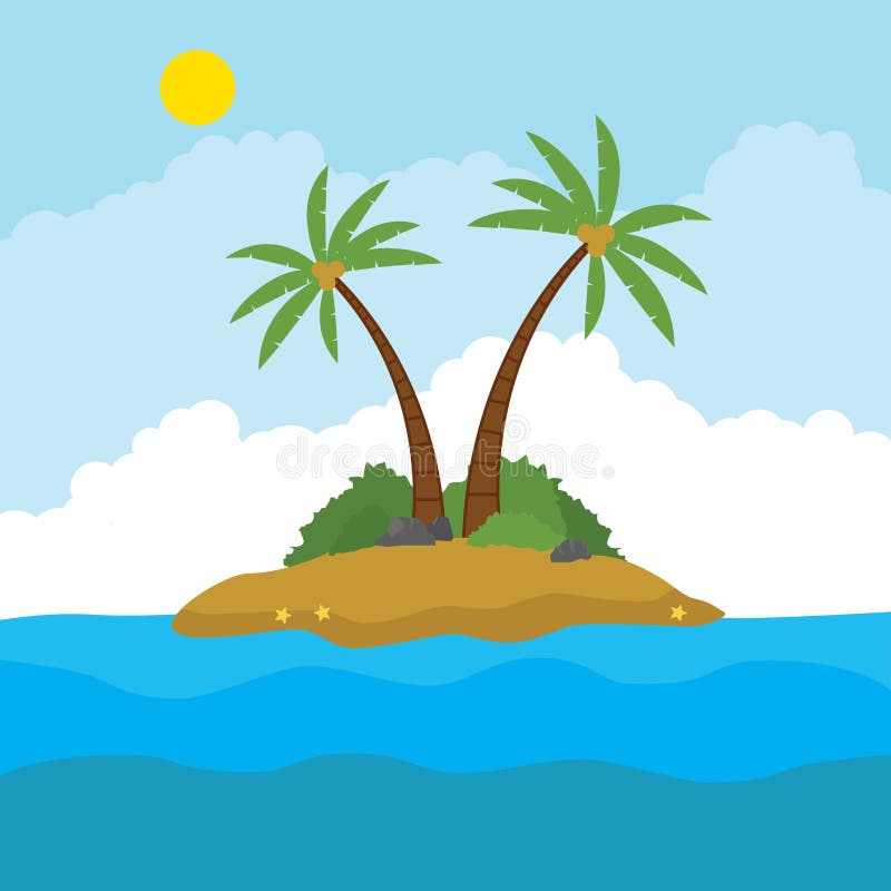 Simple Island Vector Illustration with Flat Design Stock Vector ...
