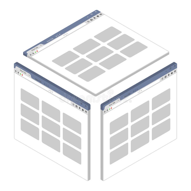 Simple isometric browser window on white background. royalty free illustration