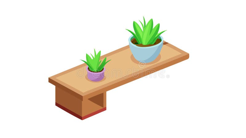 Simple Isometric Shelf with Decorative Plant, vector design Generative AI vector illustration